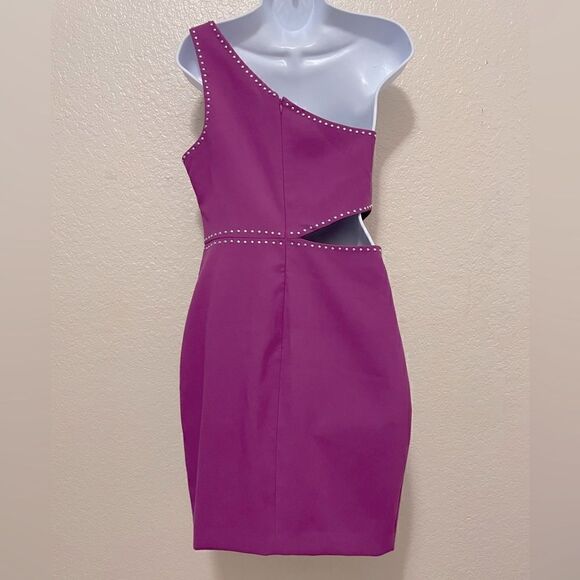 Likely Portia Purple Studded Cut Out Mini Dress Size 10 - Picture 4 of 11